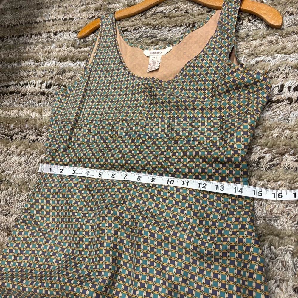 Sundance Dress size 4 Silk Sleeveless bubble Drape Hem geometric Empire Waist - Picture 9 of 11